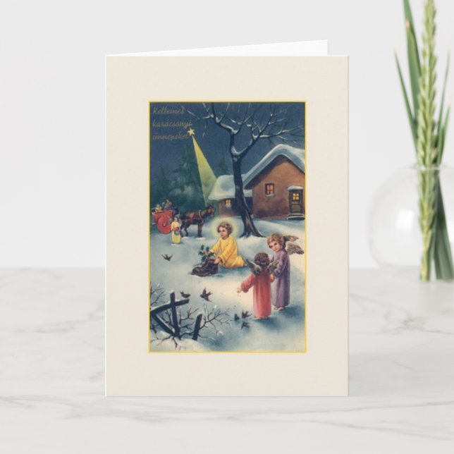 Carte de Noël vintage Hongrois Karácsonyi (Devant)