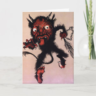 Carte de Noël vintage Krampus Devil