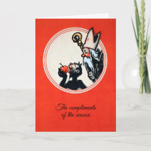 Carte de Noël vintage Krampus et St. Nick