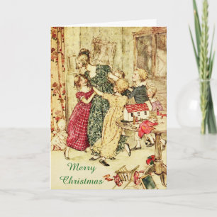 Carte de Noël vintage Lady with Children