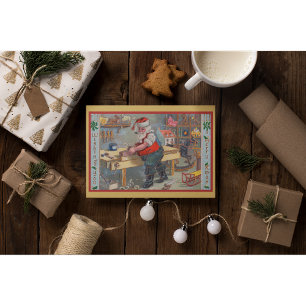 Carte de Noël vintage - L'atelier du Père Noël ave