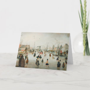 Carte de Noël Vintage   Patinage sur glace sur le 