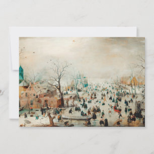 Carte de Noël Vintage   Patinage sur glace sur le 