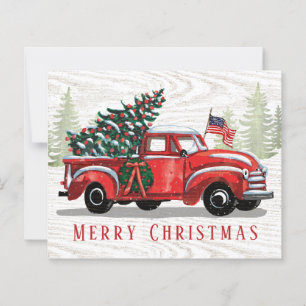 Carte de Noël vintage Patriotique Budget du Camion