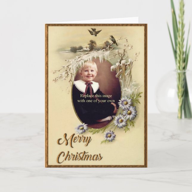 Carte de Noël Vintage Photo Personnalisée (Devant)