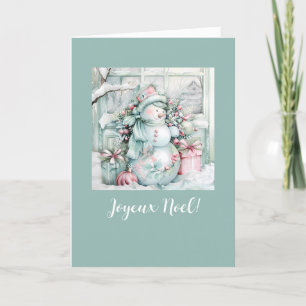 Carte de Noël vintage pliée en forme de bonhomme d