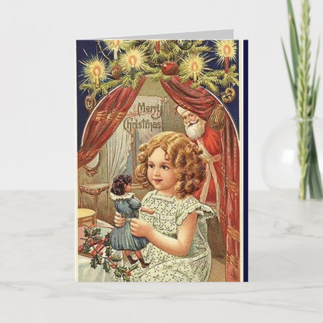 Carte de Noël Vintage - Poupée bébé (Devant)