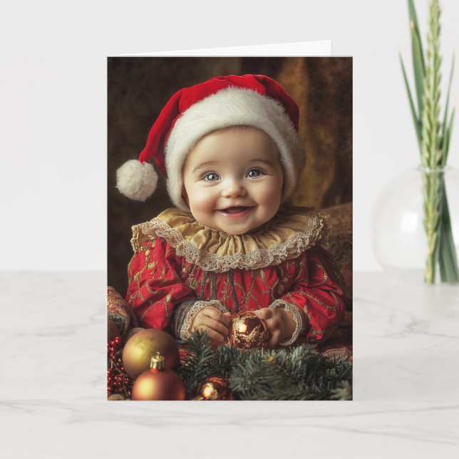 Carte de Noël vintage pour bébé (Devant)