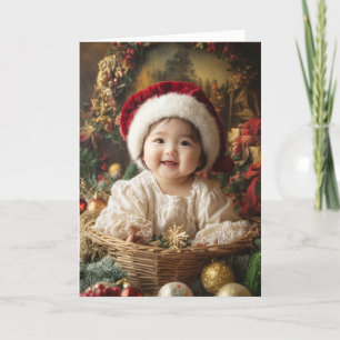 Carte de Noël vintage pour bébé