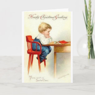 Carte de Noël vintage Pouting Boy
