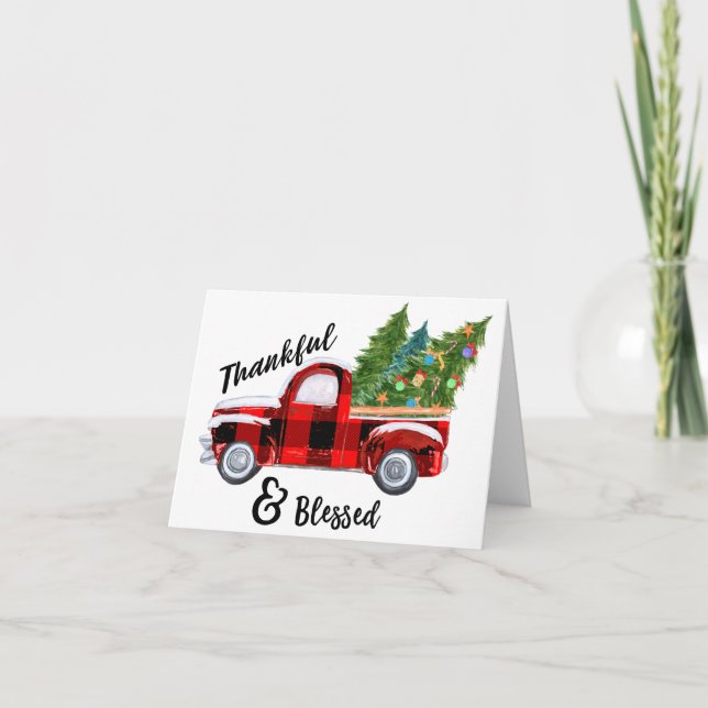 Carte de Noël vintage Red Truck (Devant)