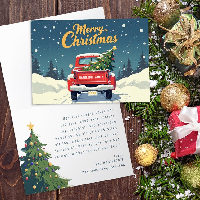Carte de Noël vintage Red Truck (Fun Christmas Card)