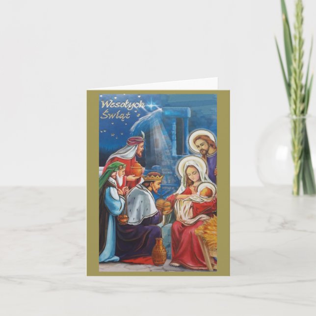 Carte de Noël vintage religieuse polonaise (Devant)