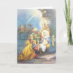 Carte de Noël vintage religieuse polonaise