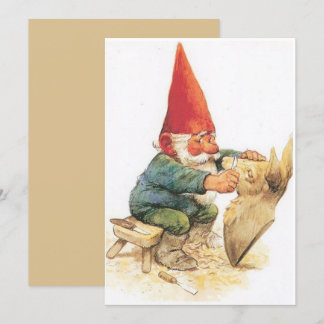 Carte de Noël vintage représentant un gnome sculpt