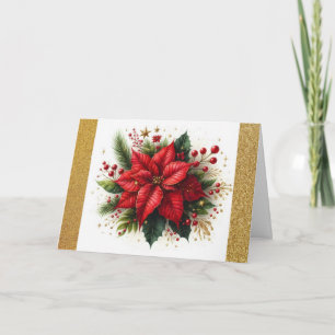 Carte de Noël vintage rouge Poinsettia