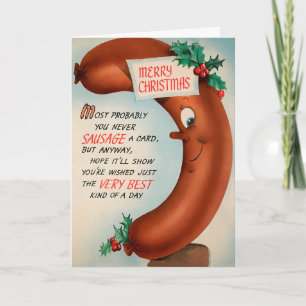Carte de Noël vintage Saucisse