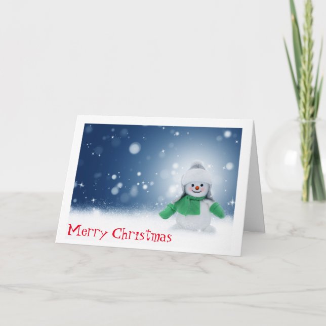 Carte de Noël Vintage Snowman personnalisée (Devant)