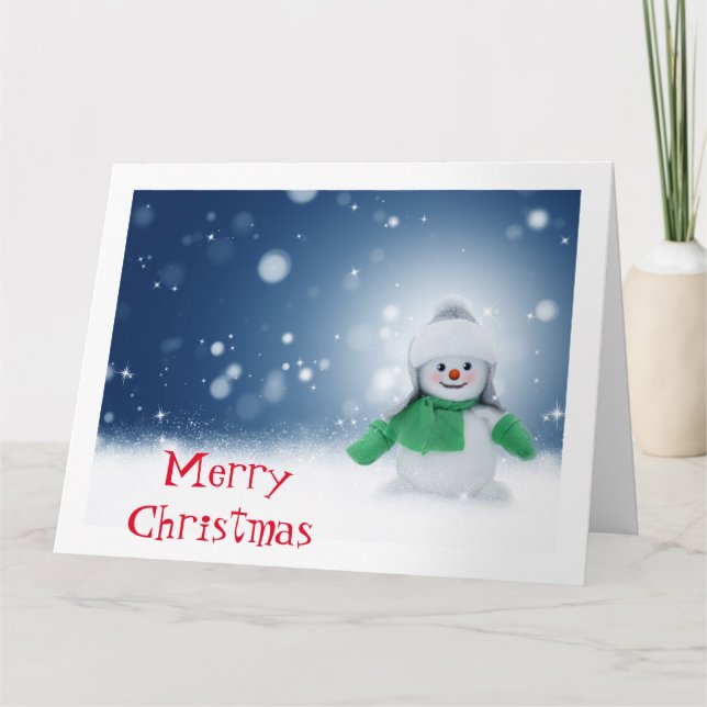 Carte de Noël Vintage Snowman personnalisée (Devant)
