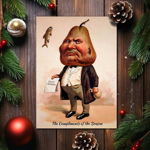 Carte de Noël vintage Victorian Grumpy Pear