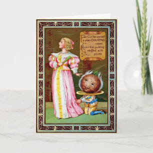 Carte de Noël vintage Victorian Odd Plum Pudding