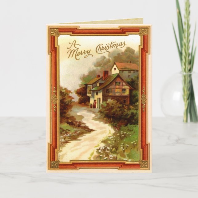 Carte de Noël vintage ville (Devant)