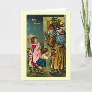 Carte de Noël Vintage "Vive St. Nicolas"