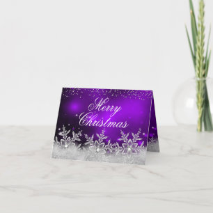 Carte de Noël violet Crystal Snowflake