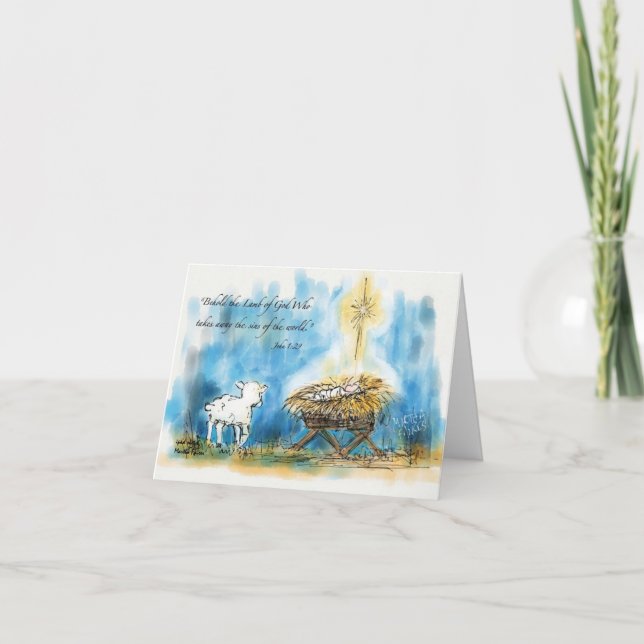 Carte de Noël "voyez agneau" (Devant)