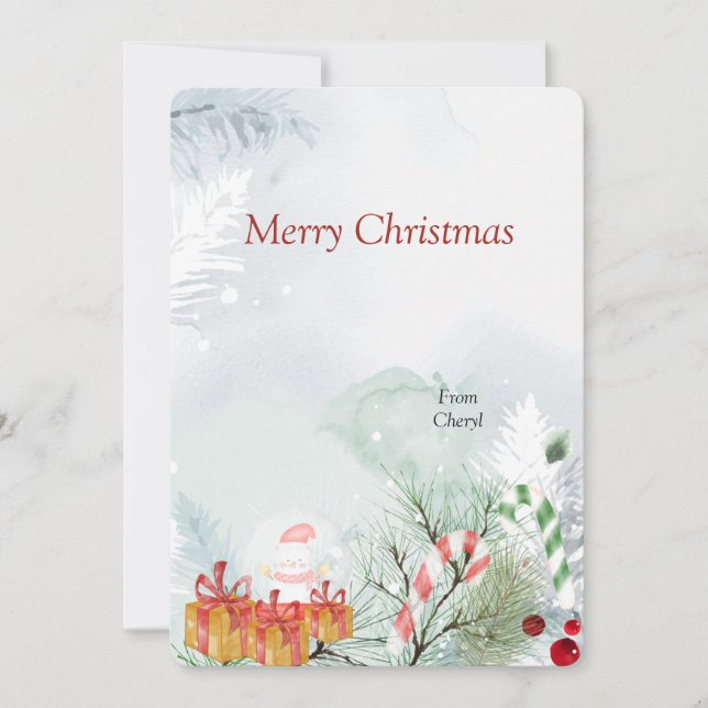 Carte de Noël Watercolor (Devant)