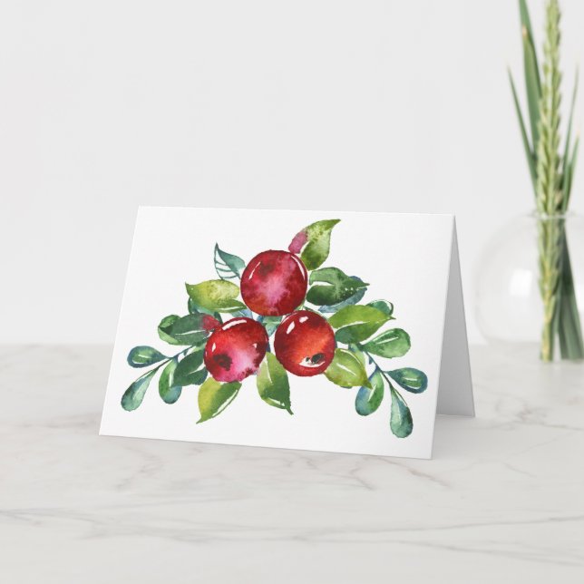 Carte de Noël Watercolor Berry Stem (Devant)