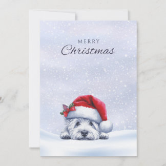 Carte de Noël Westie d'hiver dans la neige
