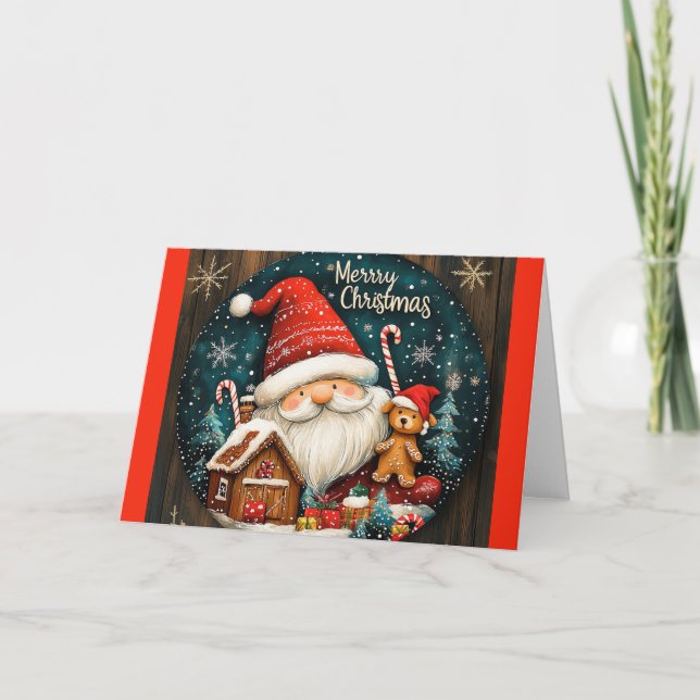 Carte de Noël Whimsical Père Noël et Toy (Devant)