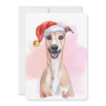 Carte de Noël Whippet – Whippet portant un chapeau