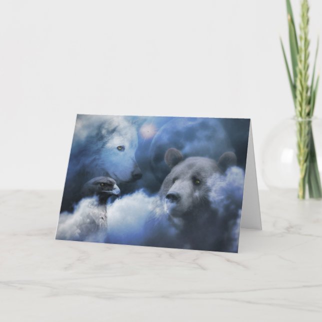 Carte de Noël Wolf, Ours et Aigle (Devant)