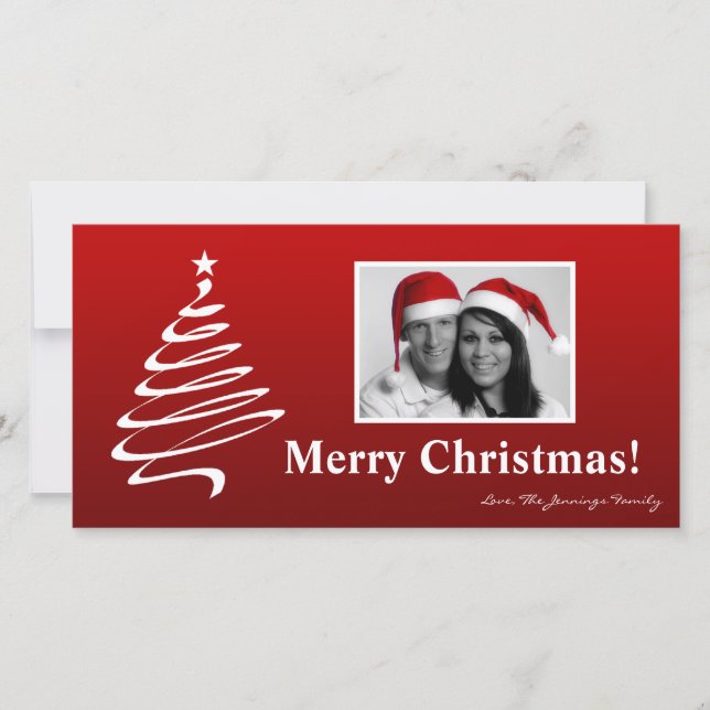 Carte de Noël XMAS Arbre 4x8 Rouge Blanc (Devant)