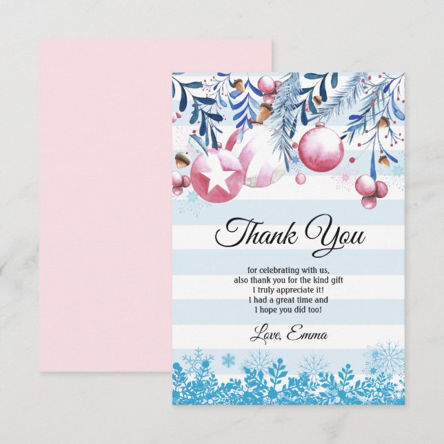 Carte de Noël, Xmas, carte de remerciement (Devant / Derrière)
