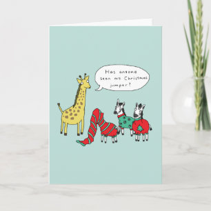 Carte de Noël Zebra et Giraffe   Bande dessinée cl