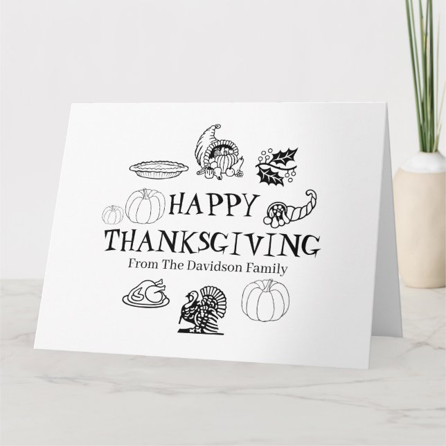 Carte de nom de famille personnalisée bon thanksgi (Devant)