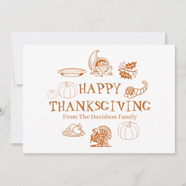 Carte de nom de famille personnalisée bon thanksgi (Devant)