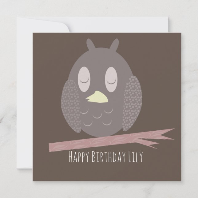 Carte de nom de joyeux anniversaire de hibou dorma (Devant)