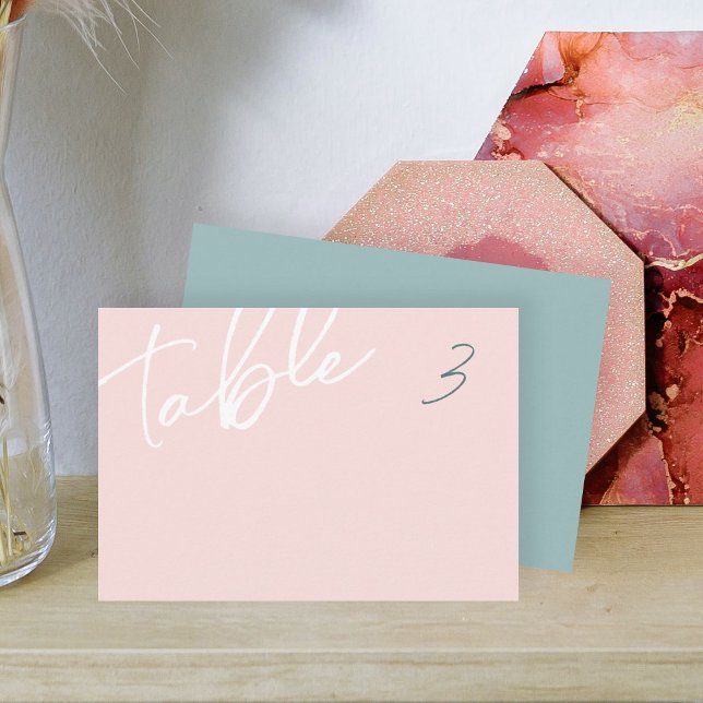 Carte de nom de la plaque d'assiette de dîner rose (light dusty pink sage green wedding calligraphy elegant script dinner place name card table number)