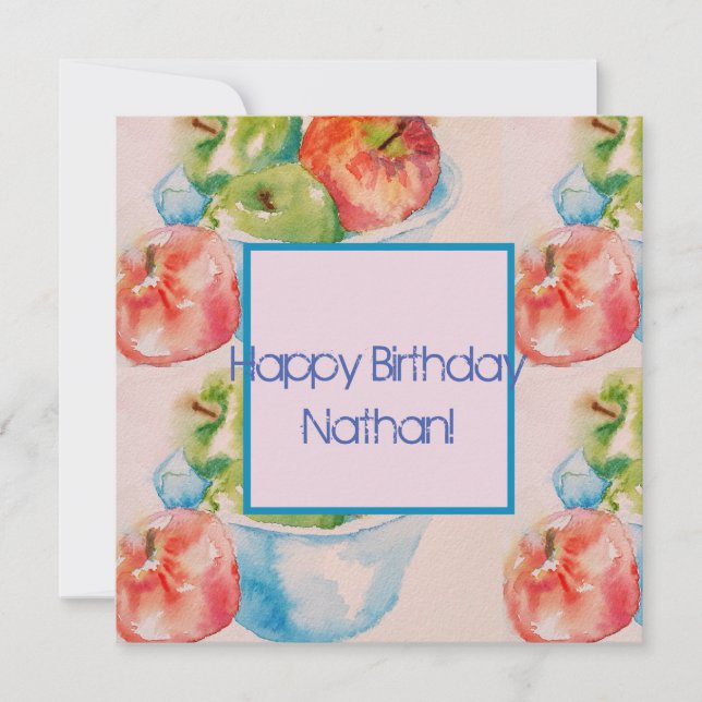 Carte de nom de l'aquarelle rouge et verte pour po (Devant)