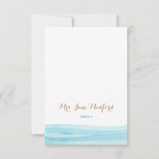 Carte de nom de lieu de mariage à la plage avec va