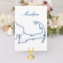 Carte de nom de table de mariage de Mashpee avec c