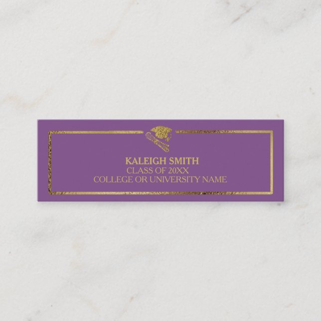 Carte de nom d'insertion d'inscription d'or sur vi (Devant)