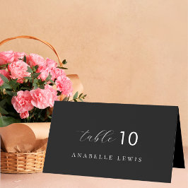 Carte de nom d'invité de monogramme Chic Noir pour