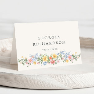 Carte de nom d'invité ornée de pastel doux de prin