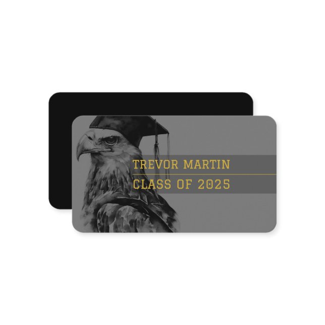 Carte de nom du diplômé | Aigle (Devant/Arrière en situation)