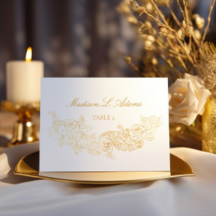 Carte de nom pliable Gold Classic Ornament